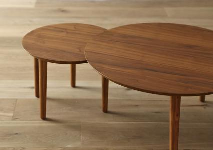 【開梱設置】高野木工 バルーンリビングテーブル 90-2枚 ウォールナット【10年保証】
