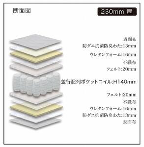 セミダブルサイズ 国産ポケットコイル マットレス グランライトアドバンス【ブラック】