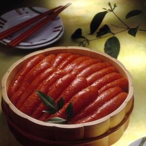 宮近　無着色　辛子明太子450g(1本物)　化粧箱　包装紙付　