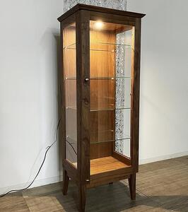 大川家具 デイジー 55cm ガラスキャビネット  コレクションボード天然木ウォールナット  野中木工所