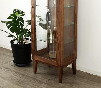 大川家具 デイジー 55cm ガラスキャビネット  コレクションボード天然木ウォールナット  野中木工所