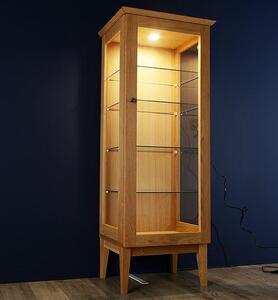 大川家具 デイジー 55cm ガラスキャビネット  コレクションボード天然木オーク(ナラ) 野中木工所