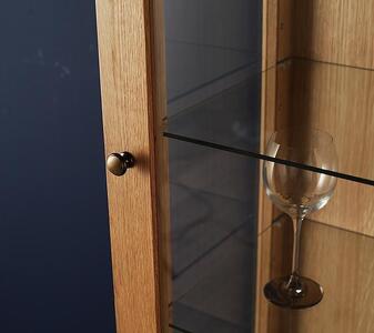 大川家具 デイジー 55cm ガラスキャビネット  コレクションボード天然木オーク(ナラ) 野中木工所