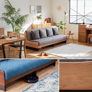 ソファ ソファベッド 幅200 ドロシー2 200ごろ寝ソファ＜ナチュラル×ブルー＞【モーブル】【大川家具】