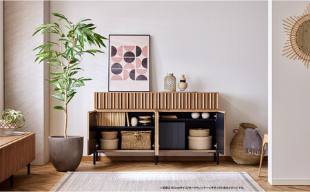 キャビネット 150cm サイドボード ルーク2 ＜ウォールナット＞【モーブル／大川家具】