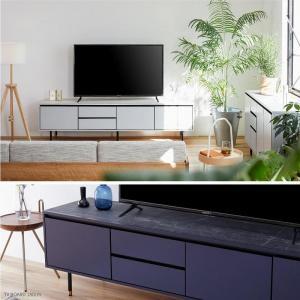 テレビボード 210cm ローボードタイプ マクヴィ＜ネイビー×マーブル