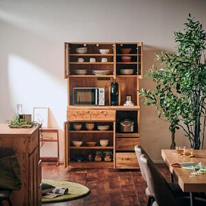 【Chatra／チャトラ 幅105cmオープンボード ナチュラル】★シンプルでお部屋に合わせやすい食器棚