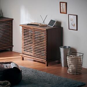 【Athers／アザース 幅80cmキャビネット ナチュラル】★落ち着いた雰囲気のルーバーデザイン