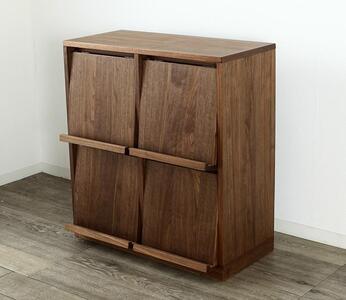 大川家具 ソプラ 76cm マガジンラック 本棚 2列2段 天然木ウォールナット 野中木工所