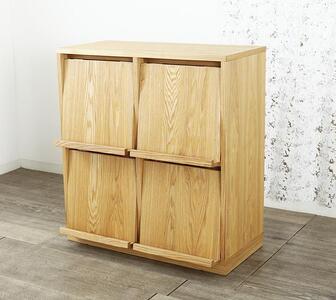 大川家具 ソプラ 76cm マガジンラック 本棚 2列2段 天然木ブラックアッシュ(タモ) 野中木工所