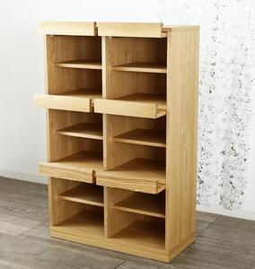 大川家具 ソプラ 76cm マガジンラック 本棚 2列3段 天然木ブラックアッシュ(タモ) 野中木工所