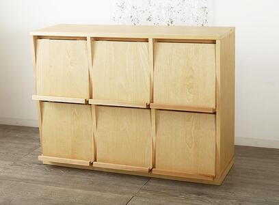 大川家具 ソプラ 113cm マガジンラック 本棚 3列2段 天然木サクラ(バーチ) 野中木工所