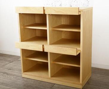 大川家具 ソプラ 76cm マガジンラック 本棚 2列2段 天然木サクラ(バーチ)野中木工所