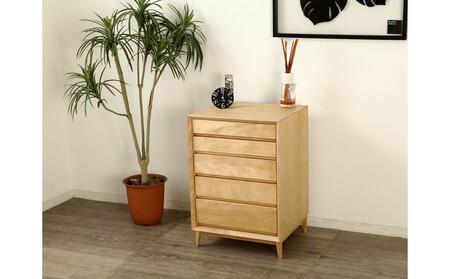 大川家具 レフライン 50cm リビングチェスト 収納タンス 天然木サクラ(バーチ) 野中木工所