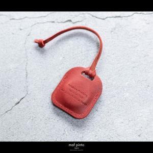 maf pinto (マフ ピント) air tag ケース カバー スクエア 保護 レッド レザー 本革 日本製