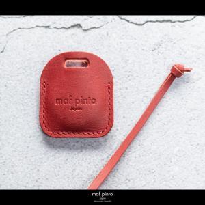 maf pinto (マフ ピント) air tag ケース カバー スクエア 保護 レッド レザー 本革 日本製