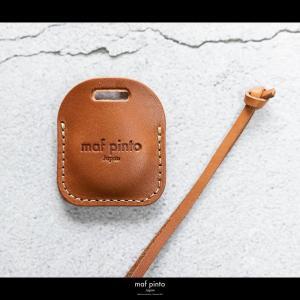 maf pinto (マフ ピント) air tag ケース カバー スクエア 保護 ライトブラウン(白ステッチ) レザー 本革 日本製