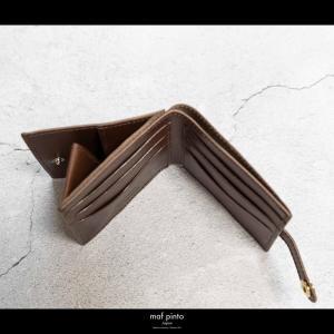 maf pinto (マフ ピント) 二つ折り財布 スナップボタン付き ダークブラウン レザー 本革 日本製