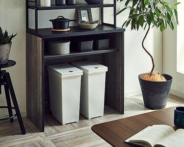 【開梱設置】食器棚 レンジ台 アイン 上台引き戸タイプ 幅89.7cm ブルックリン キッチンボード ゴミ箱収納 ダスト収納 キッチン収納 おしゃれ 大川家具 幅90cm 収納家具 アイアンフレーム