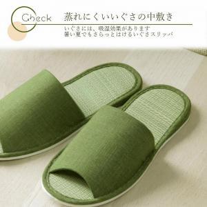 いぐさ玄関スリッパ らくらく 23cm~24.5cm 緑色 グリーン