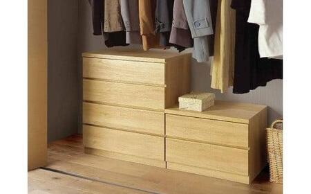 クローゼット チェスト 幅70 3段 奥行44 オーク色 タンス 押入れ収納 衣類収納 桐 箪笥 大川家具 丸田木工 フィット