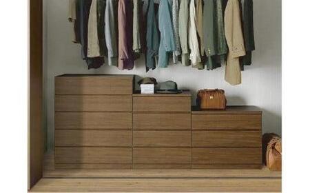 クローゼット チェスト 幅50 3段 奥行55 ウォールナット色 タンス 押入れ収納 衣類収納 桐 箪笥 大川家具 丸田木工 フィット