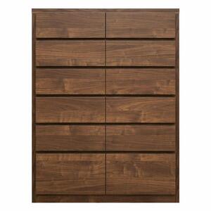 チェスト タンス 幅90 6段 奥行44 ウォールナット色 桐たんす 箪笥 婚礼家具 衣類収納 完成品 大川家具 丸田木工 キューブ