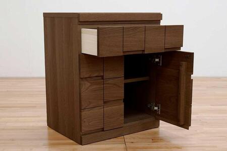 仏壇台 下台 キャビネット 幅60 スライドカウンター付き 開き戸タイプ「ARK-アーク」ウォールナット材 大川家具 木製 無垢材【丸田木工】