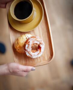 スタイリッシュで木の温かみを感じるトレイ 木製食器 天然木＜ウォールナット＞