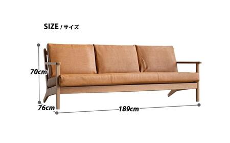 コペンハーゲン01 3Pソファ オーク／バロン キャメル 幅189 奥行76 高さ70