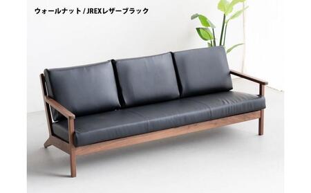 コペンハーゲン01 3Pソファ ウォールナット／JREX ブラック 幅189 奥行76 高さ70