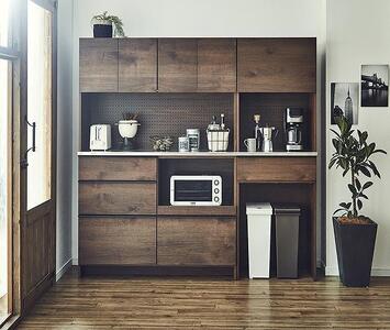 ダイニングボード オウル 70サイズ　上：レンジボード＋下：ダスト／ウォールナット