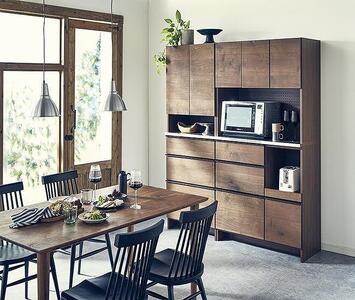 ダイニングボード オウル 70サイズ　上：レンジボード＋下：ダイニングボード／ウォールナット