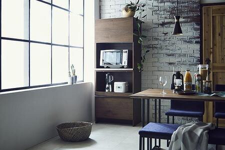 ダイニングボード オウル 70サイズ　上：レンジボード＋下：ダイニングボード／ウォールナット