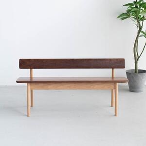ダイニングベンチ OTTE W130 オーク無垢 ウォールナット無垢 板座 ロータイプ 大川家具
