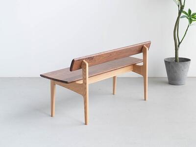 ダイニングベンチ OTTE W130 オーク無垢 ウォールナット無垢 板座 ロータイプ 大川家具