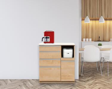 【開梱設置】 エデン キッチンカウンター 幅90cm ハイタイプ レンジ台 ナチュラル キッチン収納 完成品 大型レンジ対応 大川家具