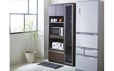 (ブラウン)【開梱設置】レビュー キッチンボード 幅90cm 耐震 食器棚 キッチン収納 ダイニングボード 完成品 スリム 大川家具 日本製