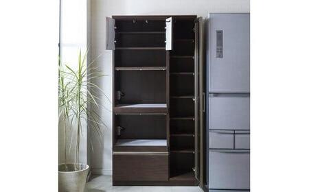 (ブラウン)【開梱設置】レビュー キッチンボード 幅90cm 耐震 食器棚 キッチン収納 ダイニングボード 完成品 スリム 大川家具 日本製