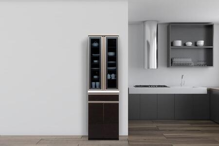 （ブラック木目）【開梱設置／受注製作】 ネオ ハイタイプ 食器棚 幅60cm 食器棚 完成品 ダイニングボード スリム 大川家具 キッチンボード