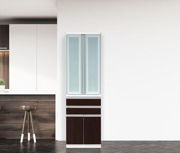 （ブラウン）【開梱設置】  食器棚 幅60cm ダイニングボード 完成品 キッチン収納 キッチン収納 スリム ホワイト ブラウン 大川家具 キッチンボード