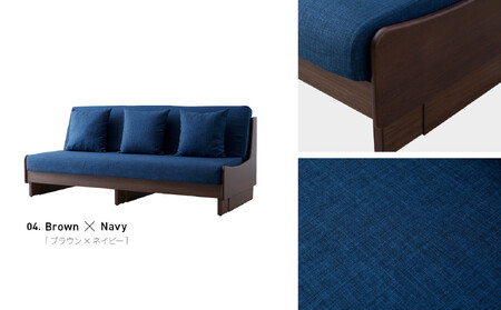 トゥデイ2 ソファベッド 180cm 同色らくらくカバー付き:BR×ネイビー【モーブル】【大川家具】