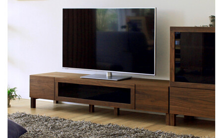 【開梱設置】高野木工 LECCE レッチェ 164TVボード ウォルナット (黒ガラス) 【10年保証】