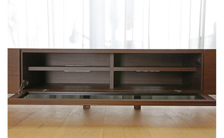 【開梱設置】高野木工 LECCE レッチェ 164TVボード ウォルナット (黒ガラス) 【10年保証】