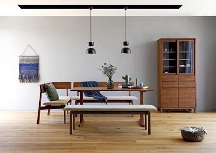 【開梱設置】高野木工 ARCO アルコ ダイニングソファ ウォルナット W150cm チャート6:キャメル 【10年保証】