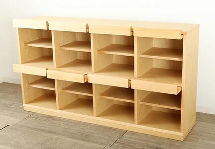 大川家具 ソプラ 150cm マガジンラック 本棚 4列2段 天然木サクラ(バーチ)