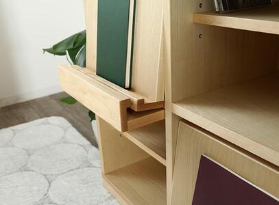 大川家具 ソプラ 150cm マガジンラック 本棚 4列2段 天然木サクラ(バーチ)