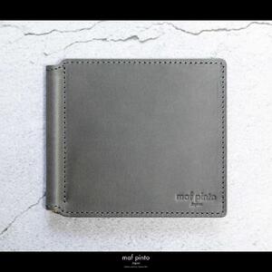 maf pinto (マフ ピント) マネークリップ 二つ折り財布 グレー 薄い カード収納 レザー 本革 日本製
