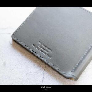 maf pinto (マフ ピント) マネークリップ 二つ折り財布 グレー 薄い カード収納 レザー 本革 日本製