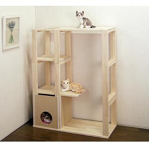 ハンドメイド パイン材キャットタワー（基本ユニット） 木製 猫グッズ 猫用品